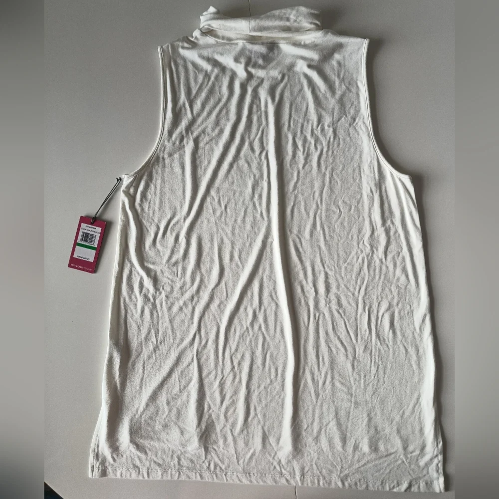 NWT Vince Camuto sleeveless turtleneck top in Buttercream, Size L - Picture 9 of 11